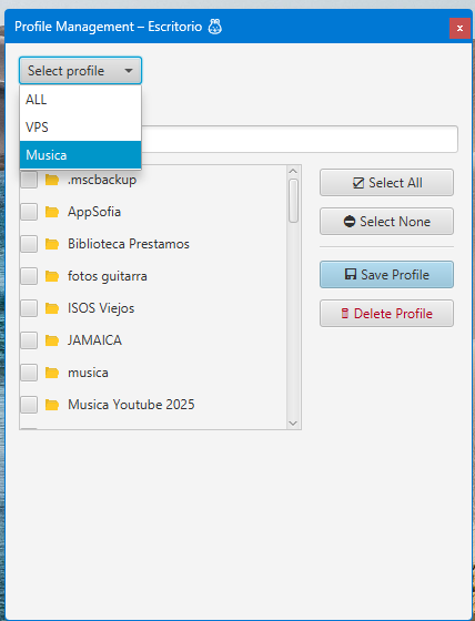 Selector de perfiles